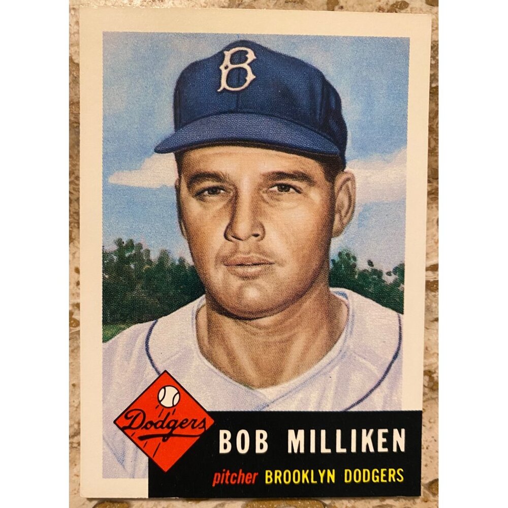 Bob Milliken 1953 Topps Baseball Archives Card #221 Brooklyn Dodgers Pitcher